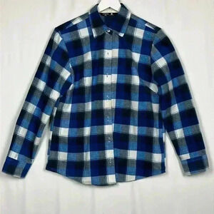Riders by Lee Womens Shirt Blue/White Check Polyester Vintage Flannel Country